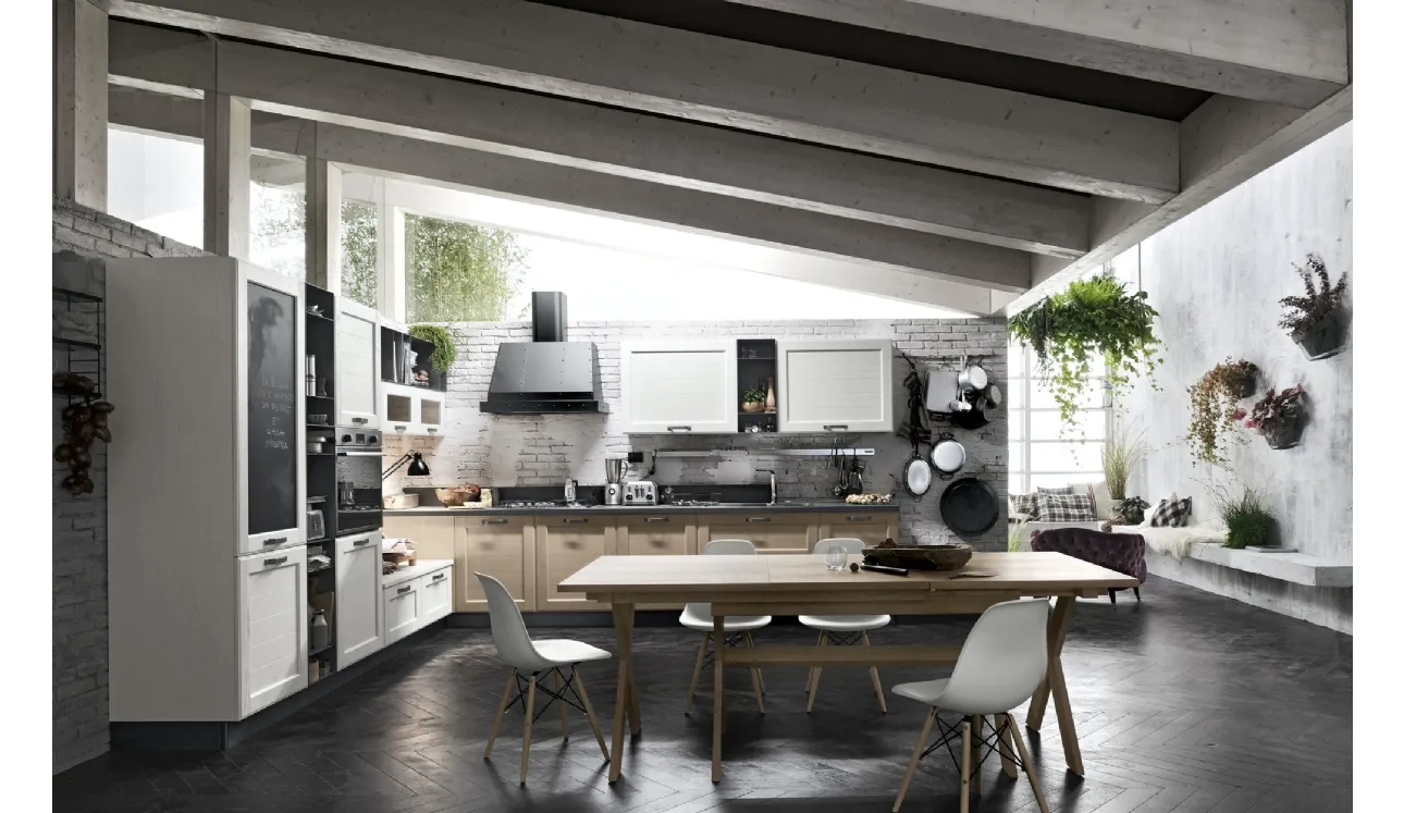 Cucina Classica York v1 in Rovere Bianco Artic e Nordic di Stosa