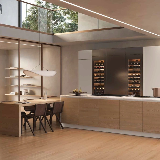 Cucina Design 01 in rovere cipria con isola di Garofoli