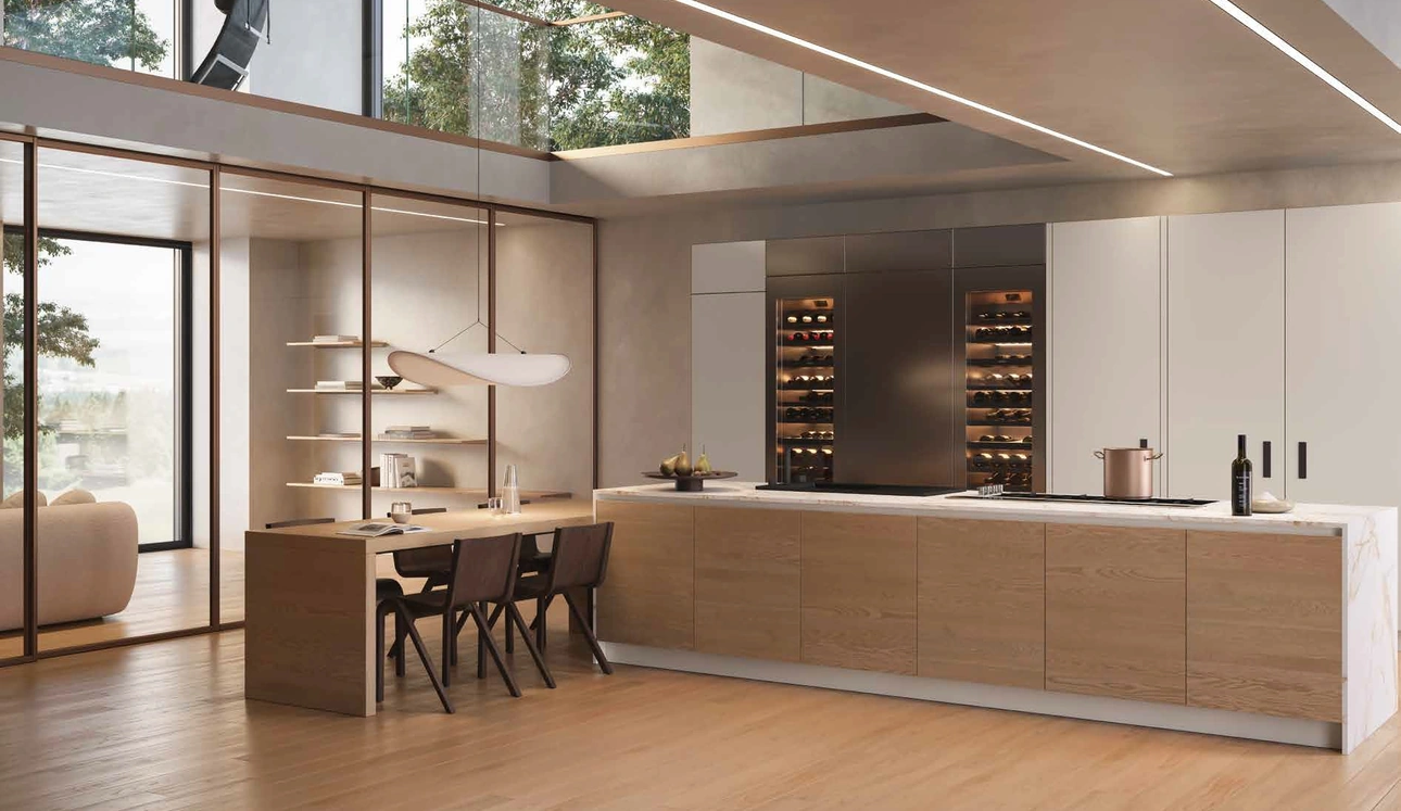 Cucina Design 01 in rovere cipria con isola di Garofoli