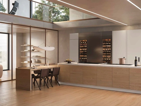 Cucina Design 01 in rovere cipria con isola di Garofoli