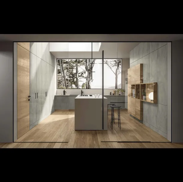 Cucina Design 03 con isola in laminato e Rovere di Garofoli