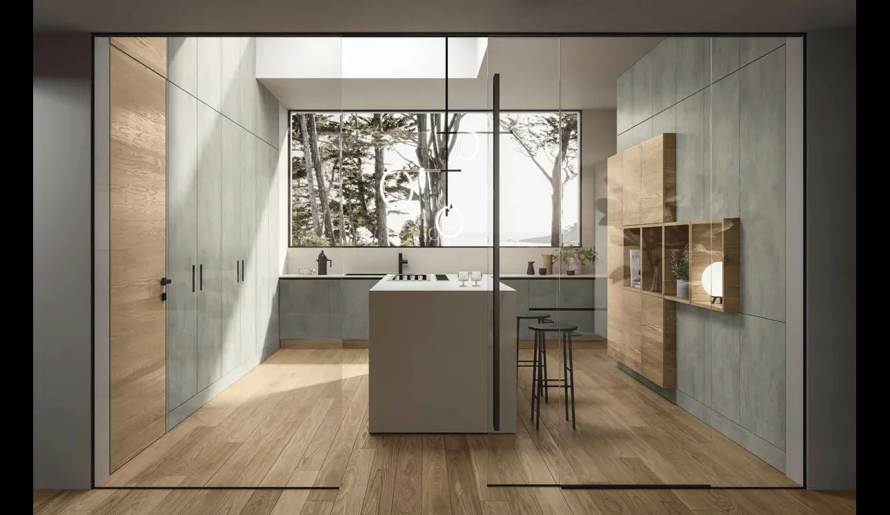 Cucina Design 03 con isola in laminato e Rovere di Garofoli