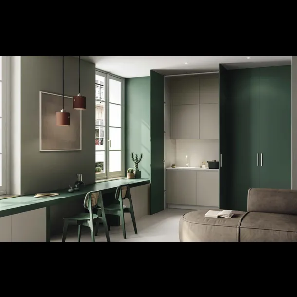 Cucina Design 05 minimal lineare a scomparsa in laccato opaco di Garofoli