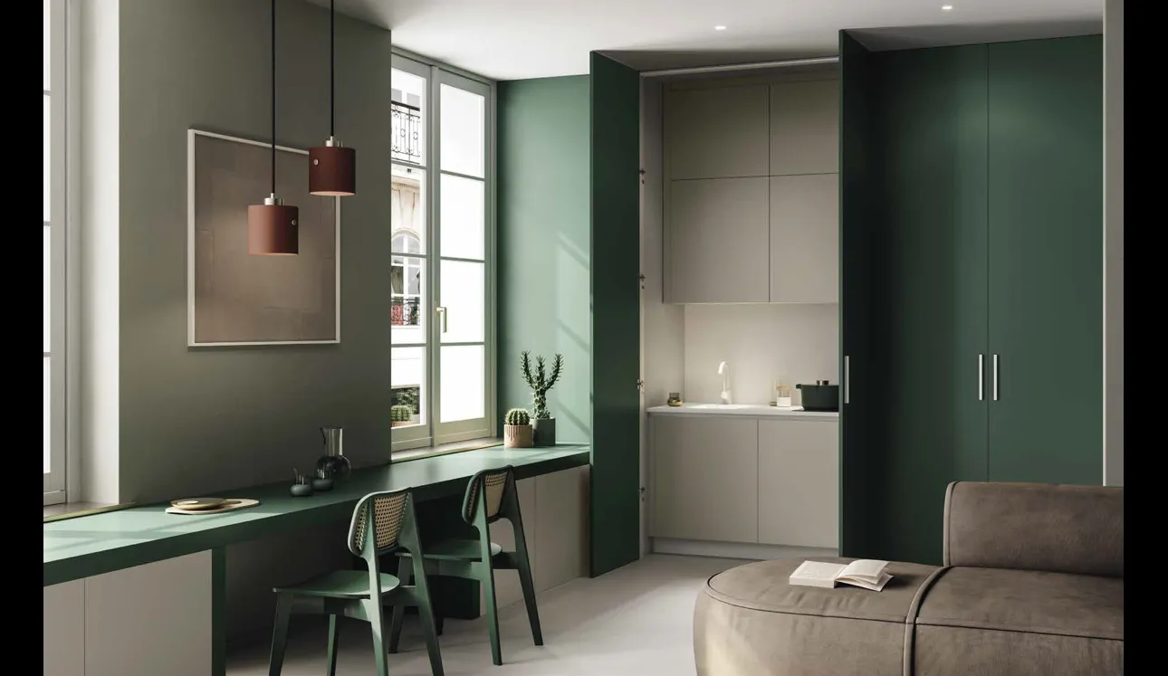 Cucina Design 05 minimal lineare a scomparsa in laccato opaco di Garofoli