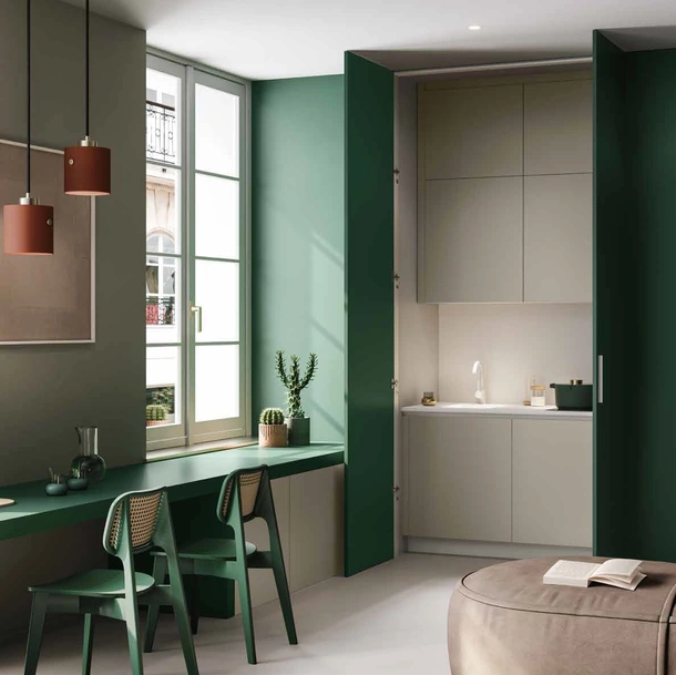 Cucina Design 08 lineare a scomparsa in laccato opaco di Garofoli