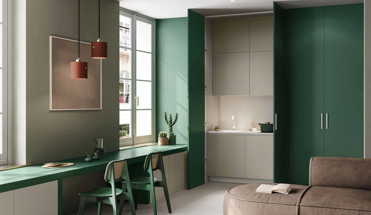 Cucina Design 08 lineare a scomparsa in laccato opaco di Garofoli