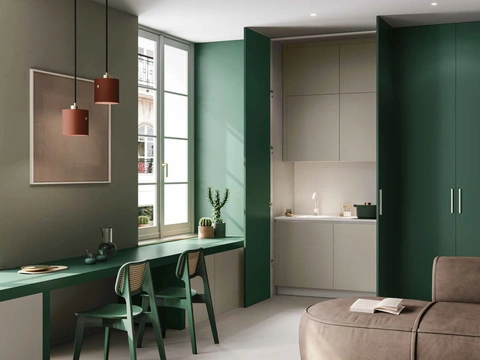 Cucina Design 08 lineare a scomparsa in laccato opaco di Garofoli