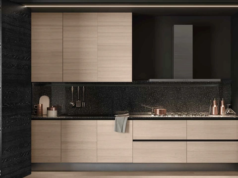 Cucina Design 05 a scomparsa in rovere ice e rovere nero di Garofoli
