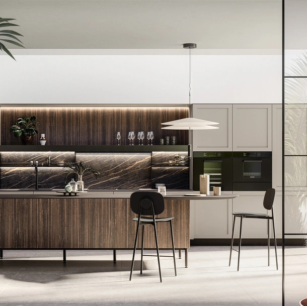 Cucina Moderna in laminato e Pet con isola Alma di Arredo3