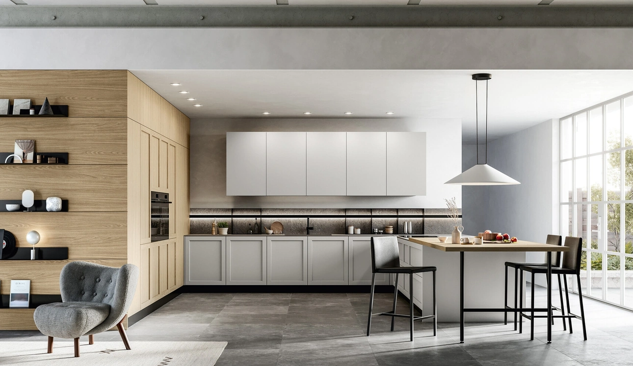 Cucina Moderna angolare in Pet e laminato Alma di Arredo3