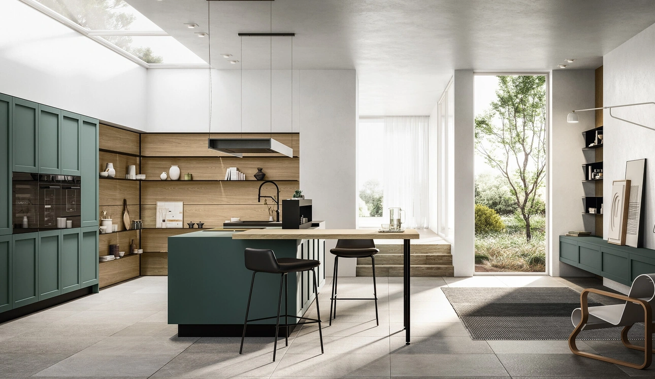 Cucina Moderna in Pet e laminato con isola Alma di Arredo3