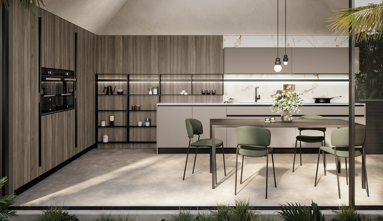 Cucina Moderna angolare Cloe 06 in laccato e laminato di Arredo3