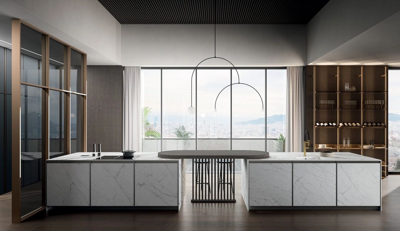 Cucina Moderna con penisola Kronos 01 in laminam di Arredo3