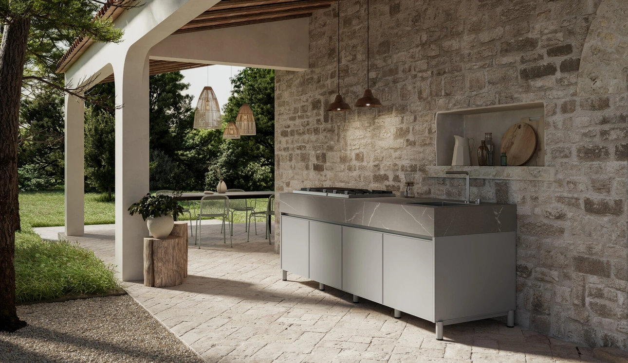 Cucina Moderna in alluminio per esterno Aura 02 di Arredo3