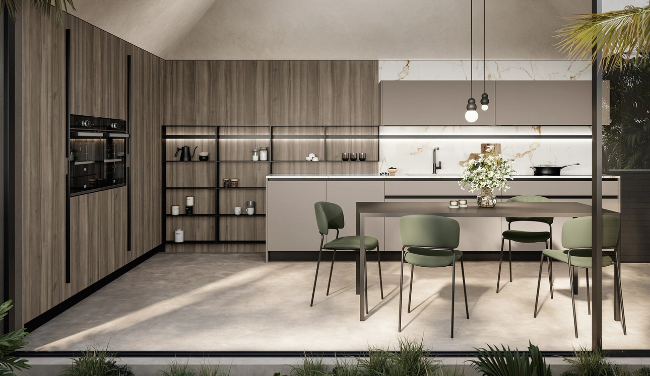 Cucina Moderna angolare in laccato e laminato Cloe di Arredo3