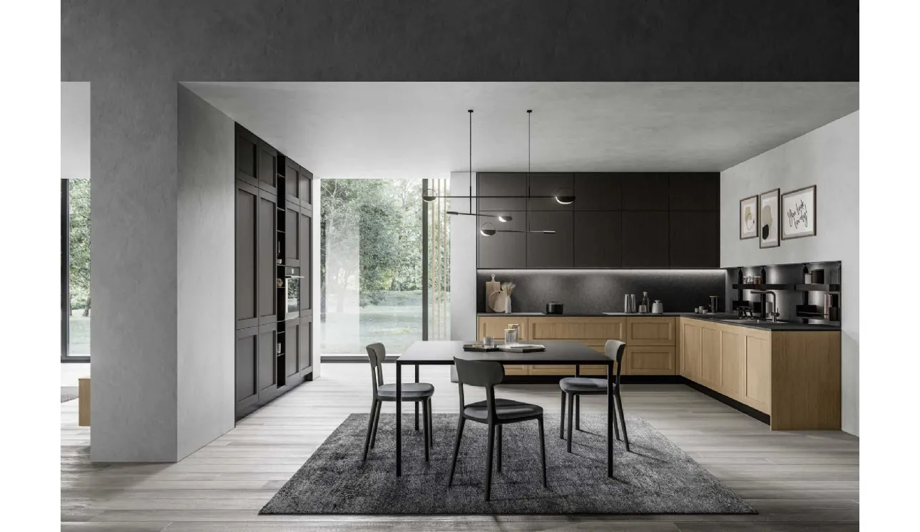 Cucina Moderna angolare in rovere brandy e laccato Frida 03 di Arredo3