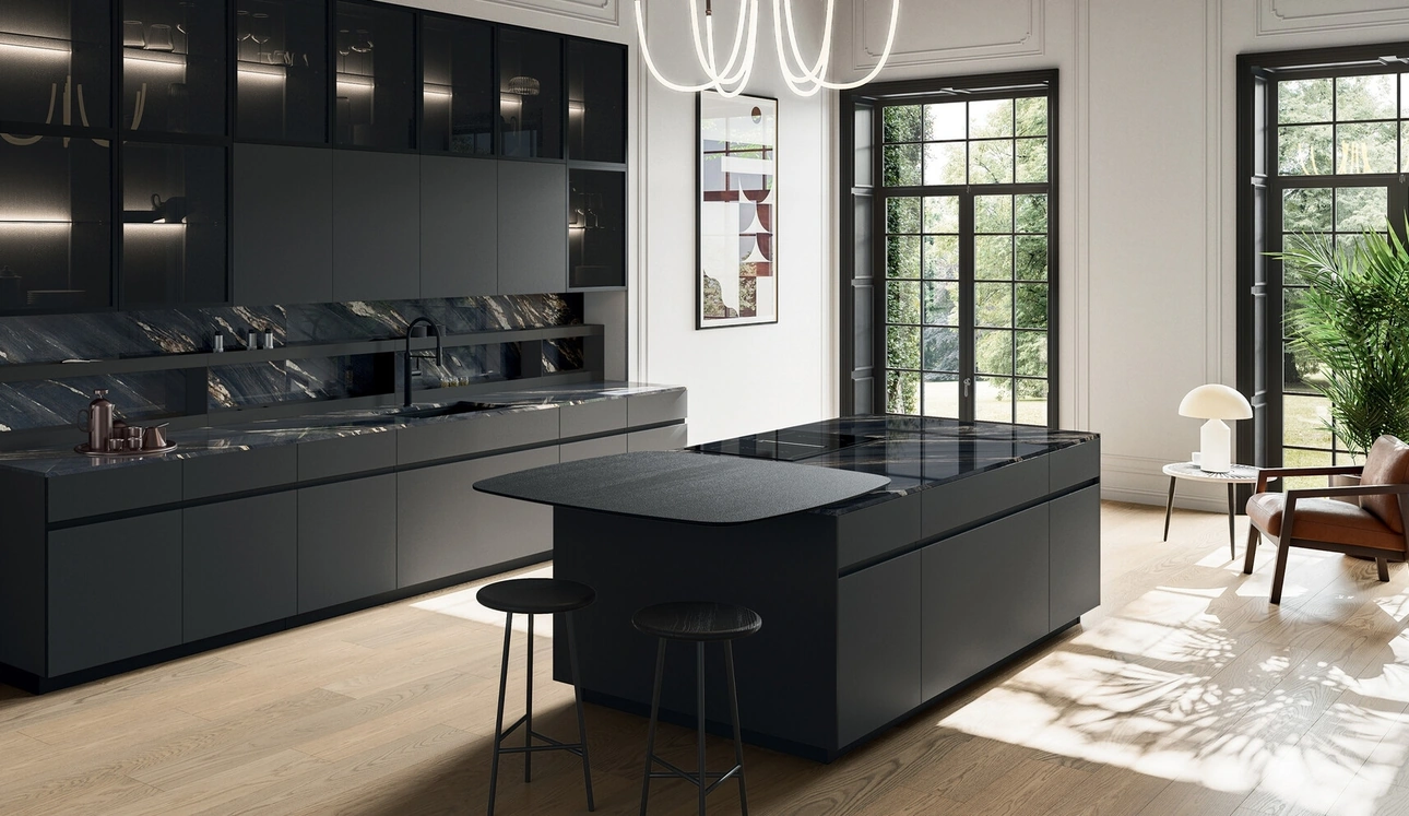 Cucina Moderna con isola Glass 03 di Arredo3