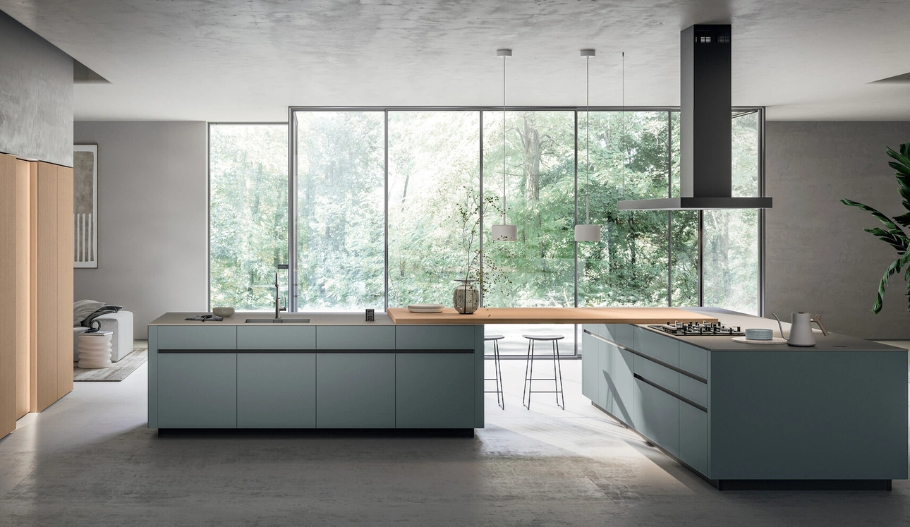 Cucina Moderna con doppia isola Glass 2|0 01 di Arredo3