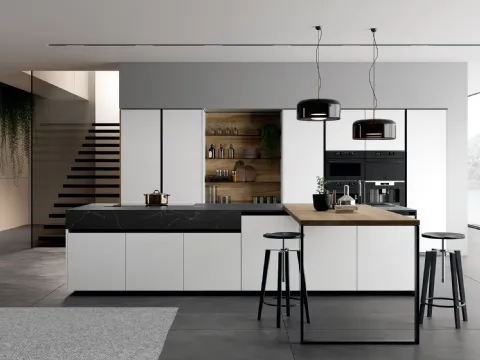 Cucina Moderna Glass 2 0 06 con isola di Arredo3
