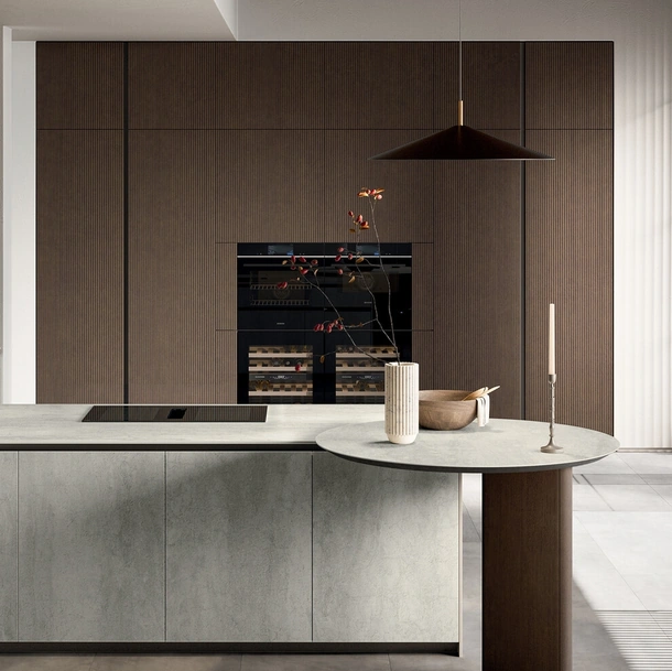 Cucina Moderna in gres con penisola Glass di Arredo3
