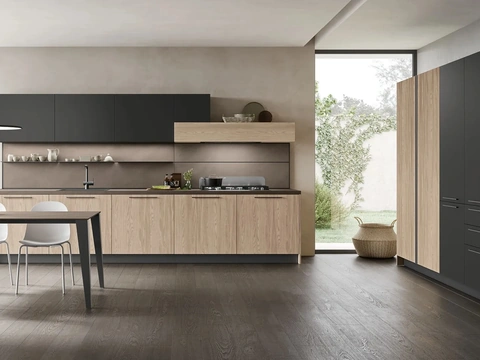 Cucina Moderna lineare Infinity 09 in Rovere e Pet di Stosa