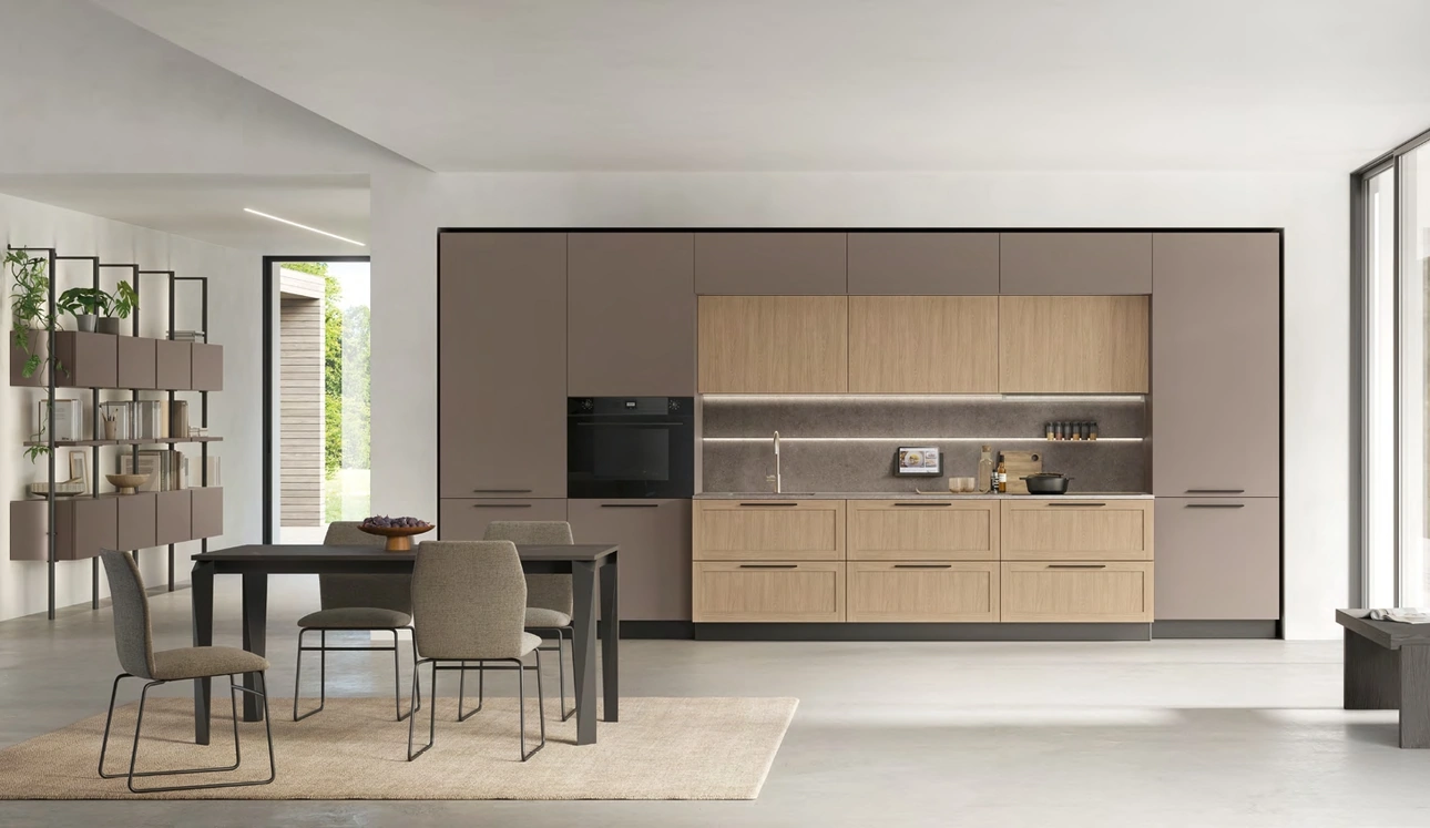 Cucina Moderna Infinity Modern 04 in Pet e Rovere Termo-strutturato di Stosa