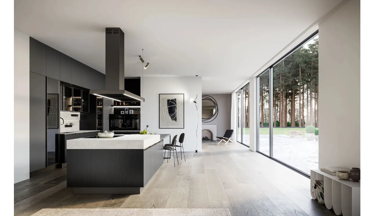 Cucina Moderna in laminato rovere con isola Kalì 11 di Arredo3