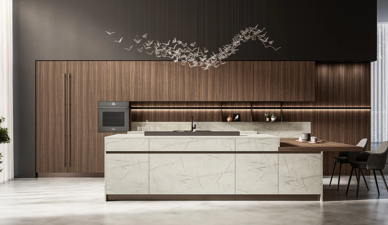 Cucina Moderna con isola in HPL e laminato Kalì di Arredo3