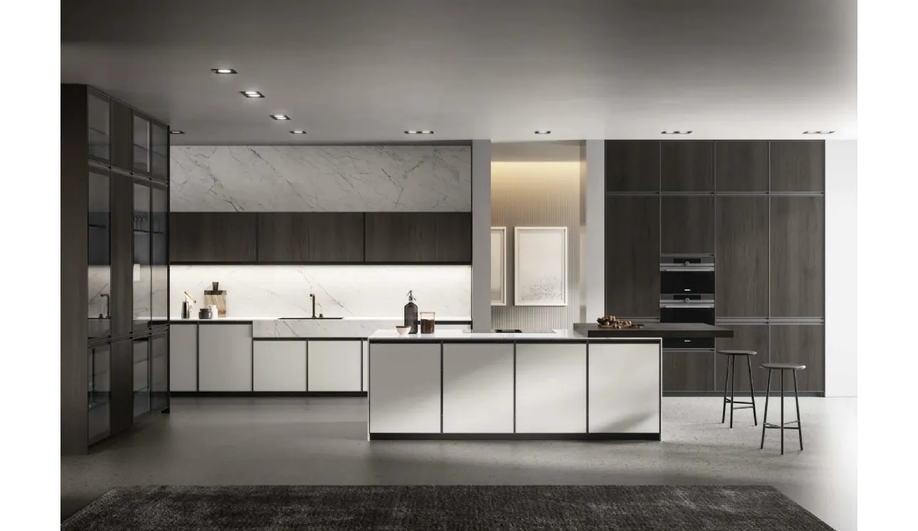 Cucina Moderna in Pet e rovere ebano con isola Kronos 02 di Arredo3