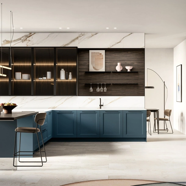 Cucina Moderna in laccato e laminato con penisola Meg di Arredo3