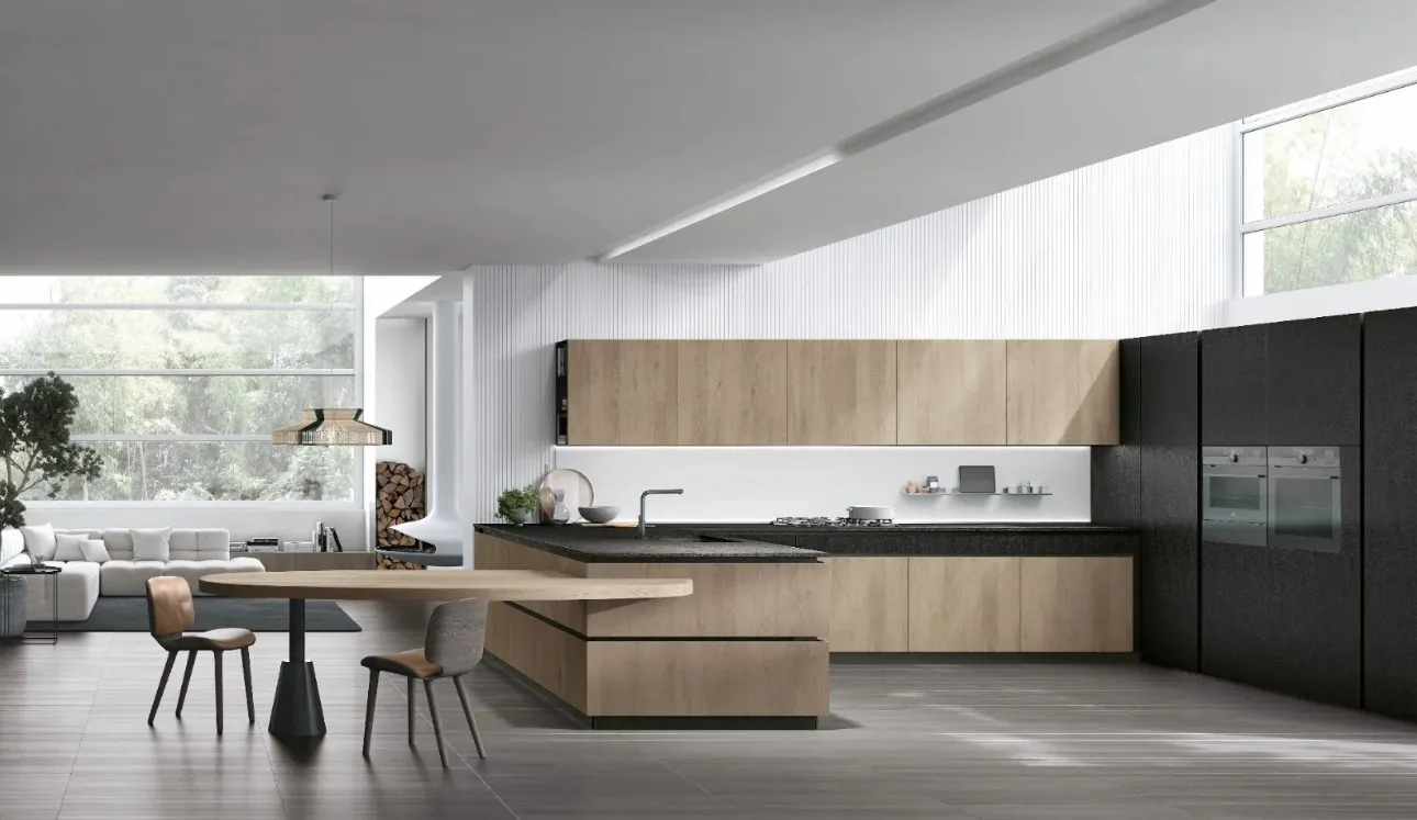 Cucina Moderna con penisola Natural di Stosa