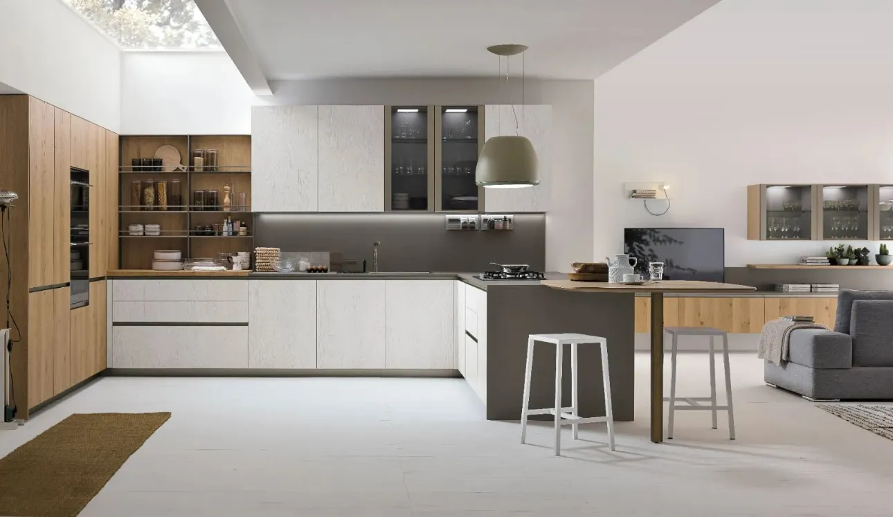 Cucina Moderna con penisola Natural di Stosa