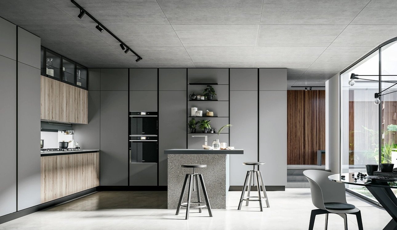 Cucina Moderna con penisola Round 04 in laminato e pet di Arredo3