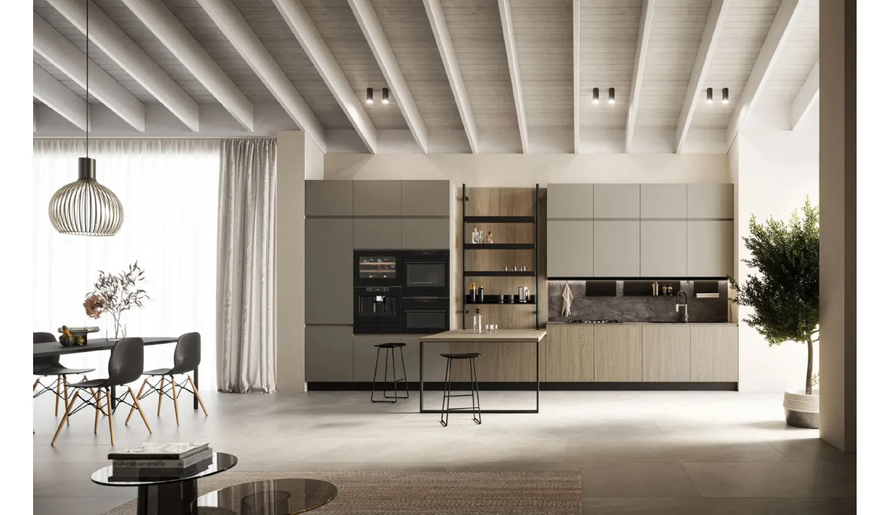 Cucina Moderna in laccato e laminato con penisola Wega 05 di Arredo3