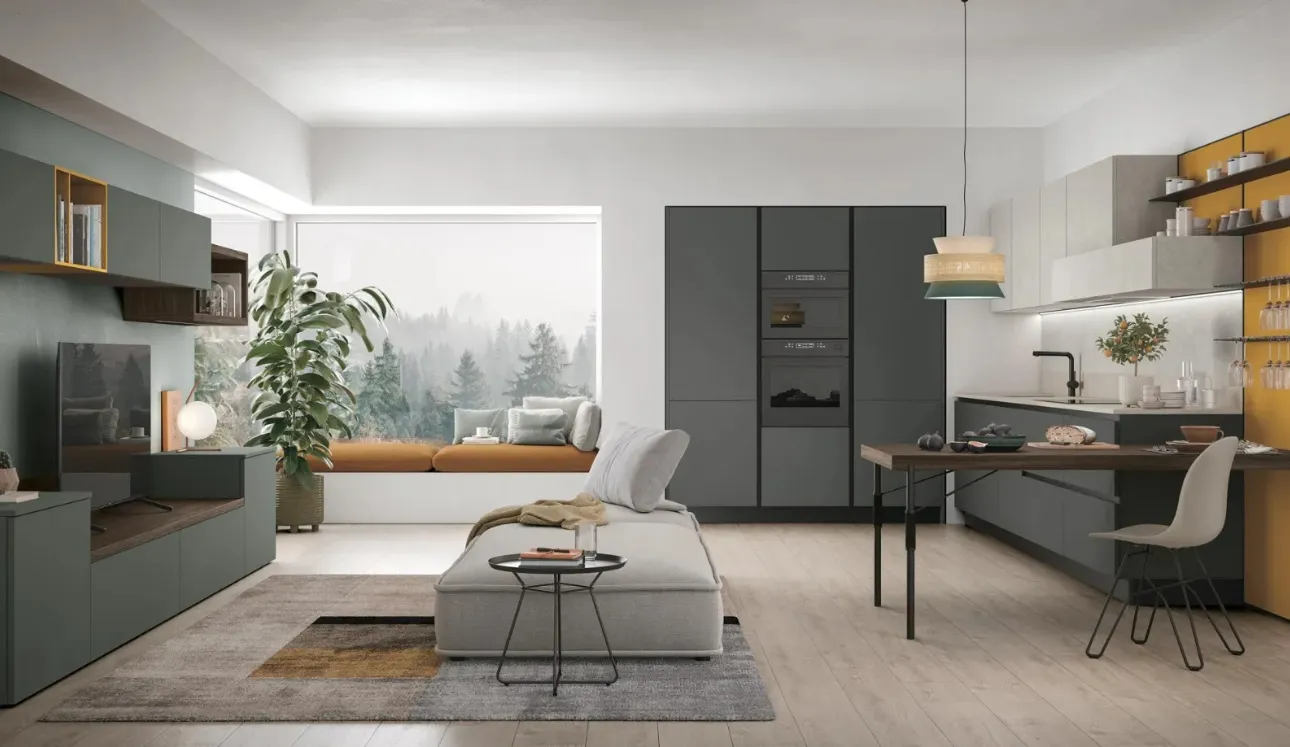 Cucina Moderna angolare con penisola Young di Stosa