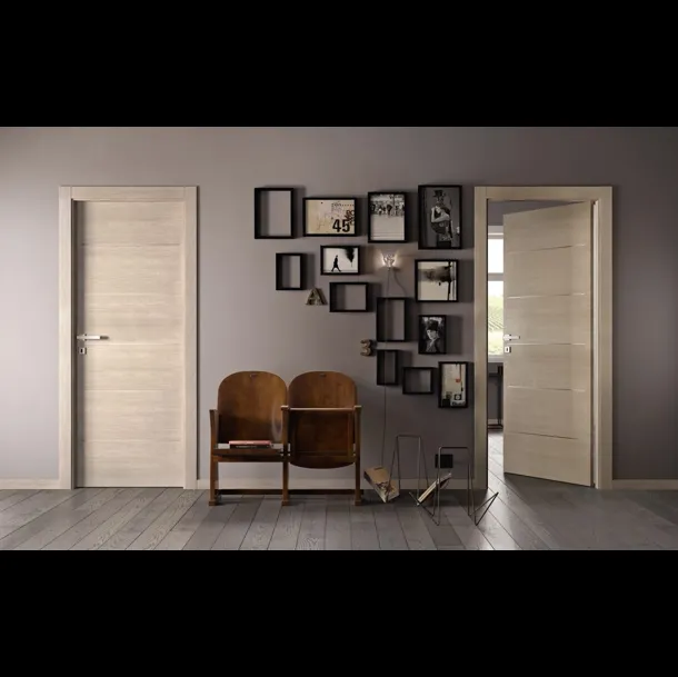Porta battente in stile nordico, per interni in laminato finitura olmo Avio di Garofoli