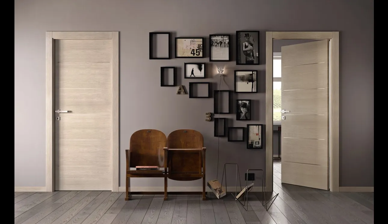 Porta battente in stile nordico, per interni in laminato finitura olmo Avio di Garofoli