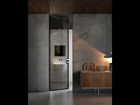 Porta per interni Bisystem Biglass Fumè Trasparente di Garofoli