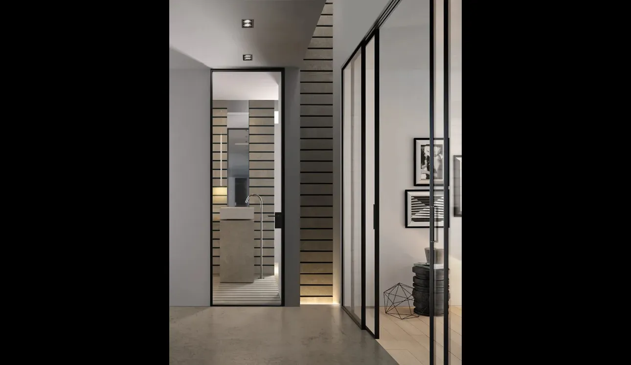 Porta per interni G-Like Vetro con telaio in alluminio di Garofoli