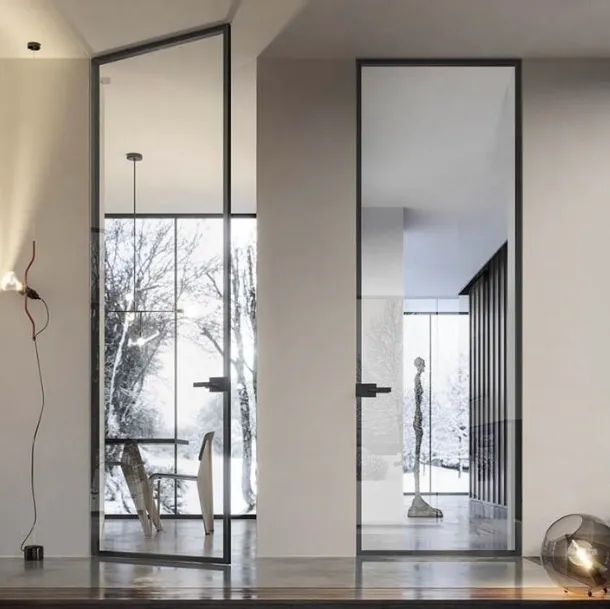 Porta per interni battente in vetro con telaio in alluminio Just Filo muro di Doal