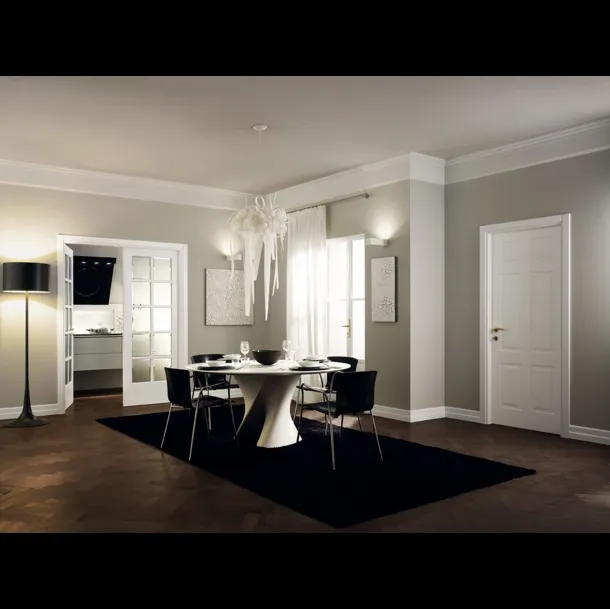 Porta per interni in laccato bianco opaco pantografata o con vetro stile inglese Mirabilia di Garofoli