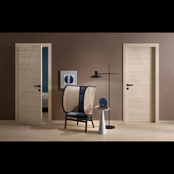 Porta a battente di design in legno con incisioni geometriche Patio di Garofoli
