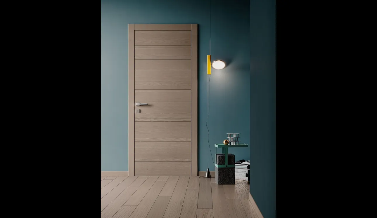 Porta a battente di design in legno con incisioni geometriche Patio di Garofoli