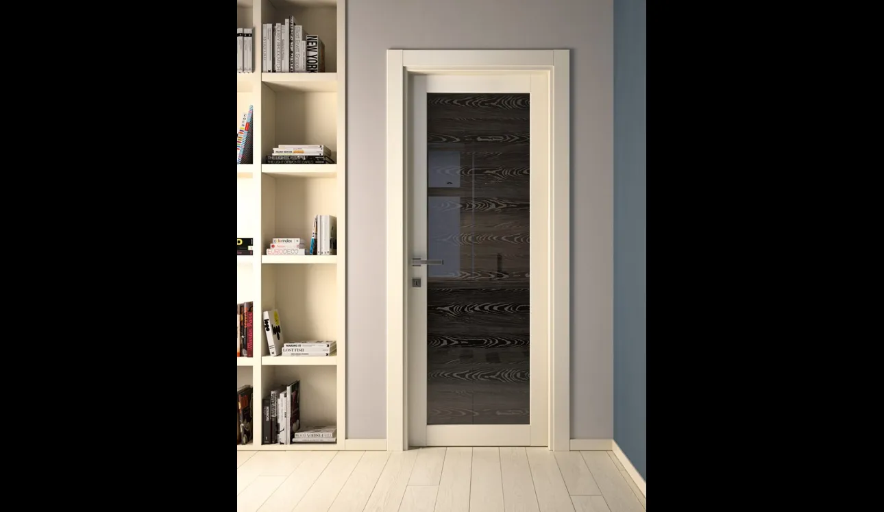 Porta per interni Xonda in laccato con Vetro effetto Wood di Garofoli