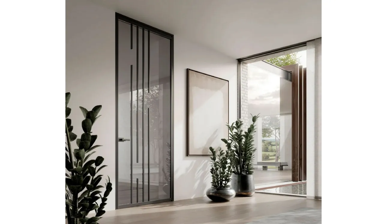 Porta per interni in vetro con telaio in alluminio Zeus Battente con Stipite di Doal